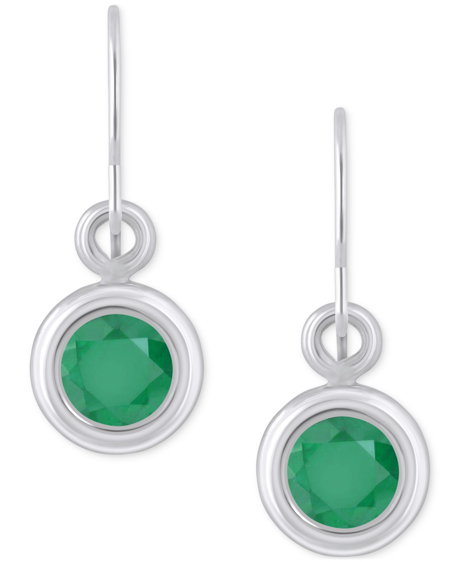 Sapphire Bezel Fish Hook Drop Earrings (3/4 ct. t.w.) in 10k Gold (Also Available in Ruby & Emerald)
