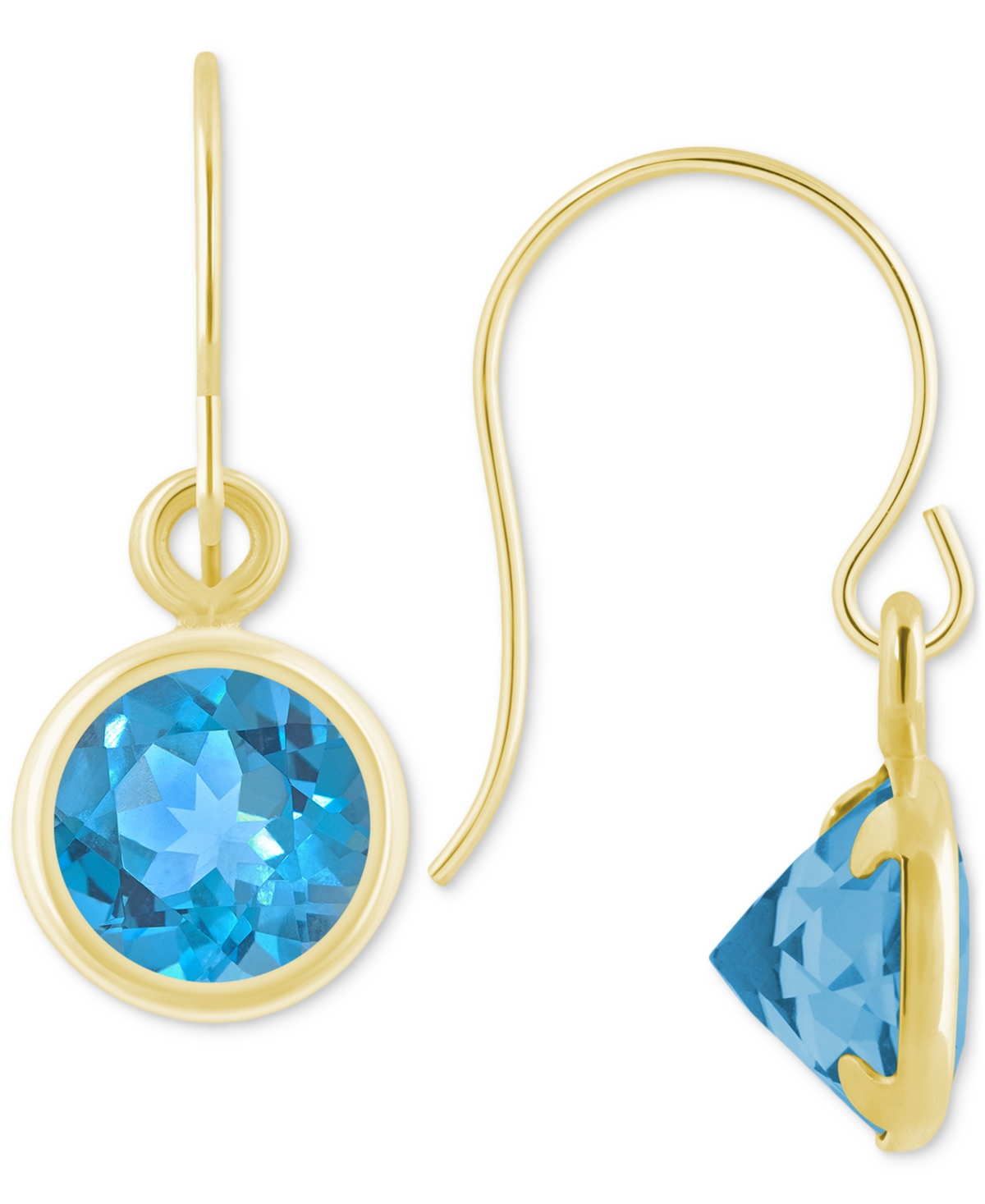 Macy's Created Sapphire Oval Stud Earrings (1-1/2 Ct. T.w.) In 10k Yellow Gold (also In Additional Gemstone In Blue Topaz,gold