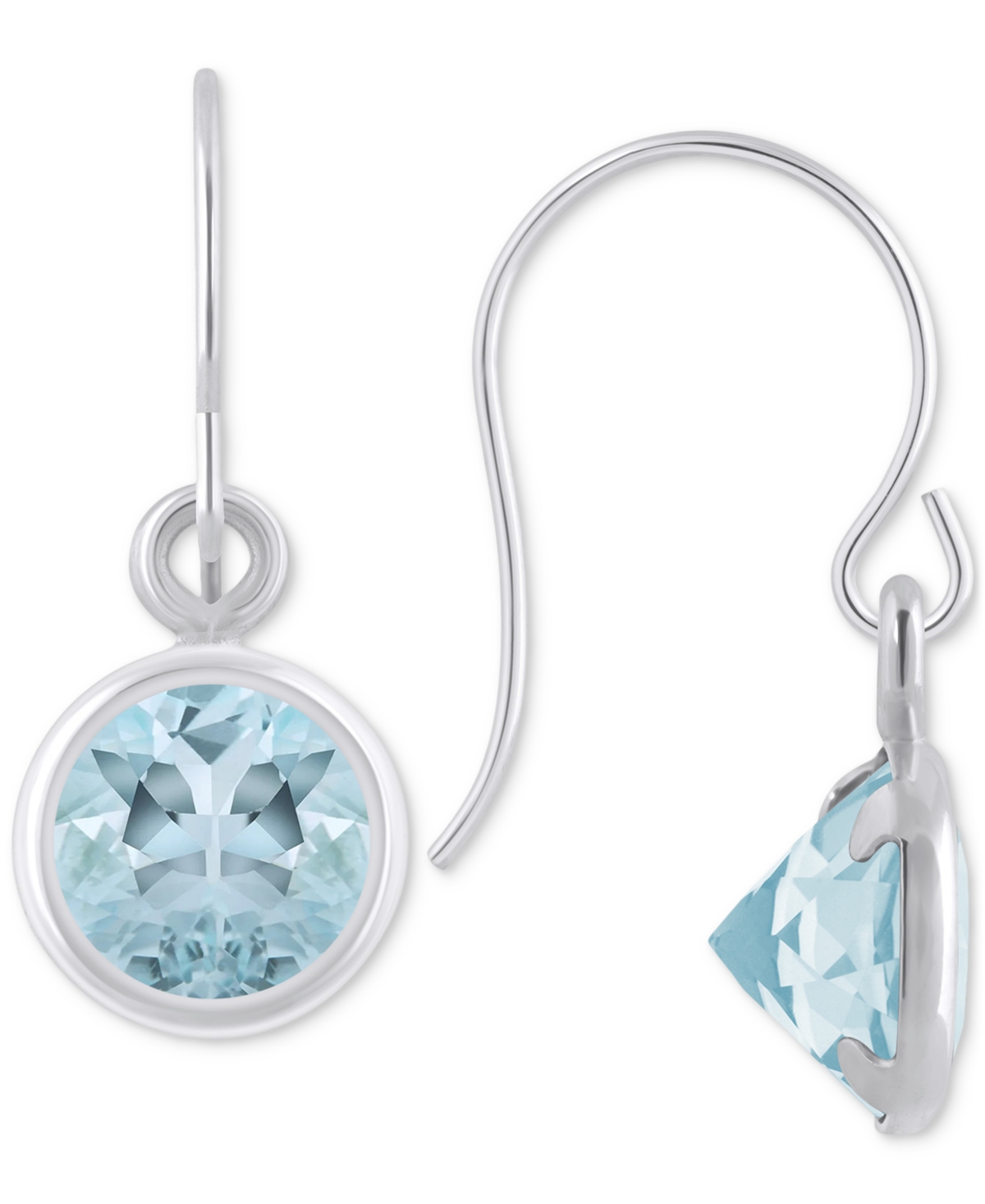 Macy's Created Sapphire Oval Stud Earrings (1-1/2 Ct. T.w.) In 10k Yellow Gold (also In Additional Gemstone In Aquamarine,white Gold