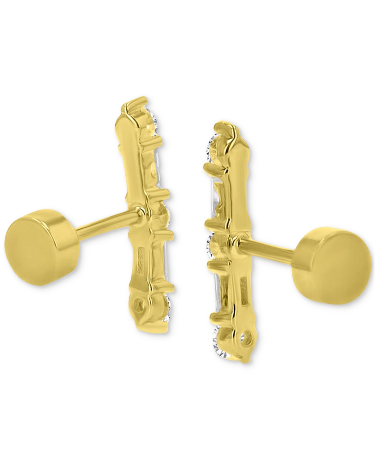 Macy's Mixed Cubic Zirconia Bar Stud Earrings (5/8 Ct. T.w.) In 14k Gold-plated Sterling Silver In Gold