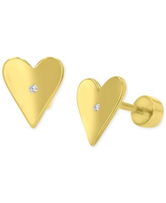Macy's - Pav&eacute; Heart Stud Earrings in 14k Gold-Plated Sterling Silver