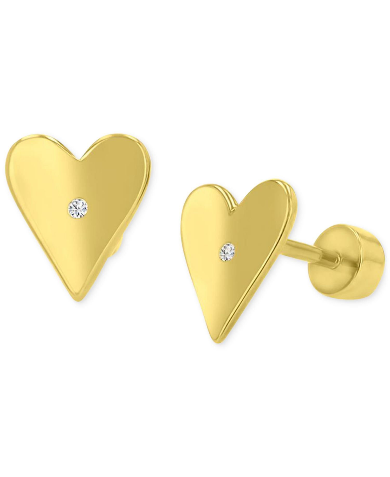 Pav&eacute; Heart Stud Earrings in 14k Gold-Plated Sterling Silver