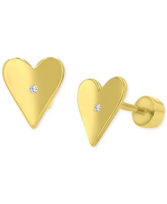 Macy's Pavé Heart Stud Earrings in 14k Gold-Plated Sterling