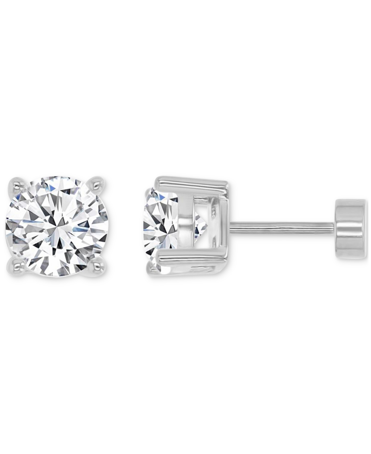 Macy's Cubic Zirconia Stud Earrings (1-1/2 Ct. T.w.) In 14k Gold-plated Sterling Silver In Silver