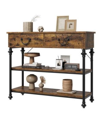 Console Tables for Entryway, Small Entryway Table with 2 Drawers, Narrow Console Table with Storage Shelves for Living Room