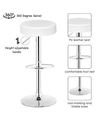 Round Leather Seat Chrome Leg Adjustable Hydraulic Swivel 1 PC Bar Stool