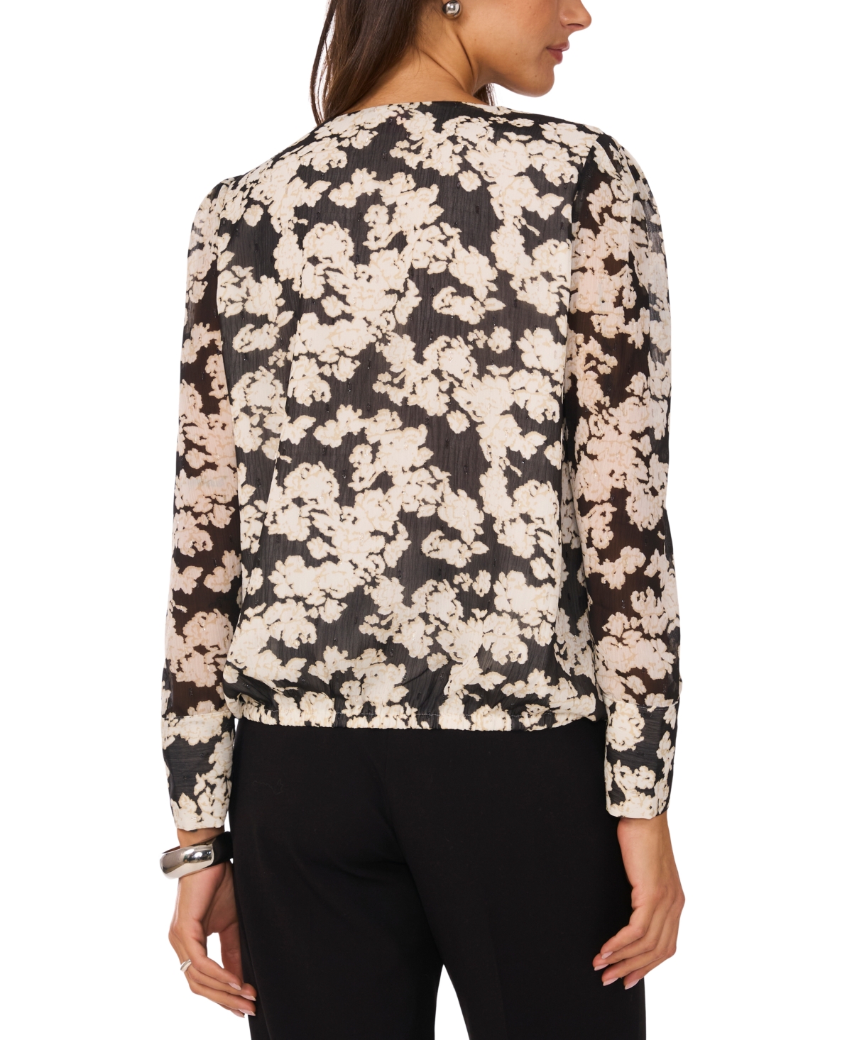 VINCE CAMUTO WOMEN'S FAUX-WRAP LONG-SLEEVE TOP 