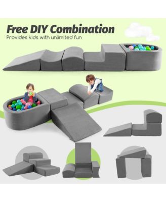 5PCS Climb and Crawl Playset with Ball Pit for Kids Zippers for Playroom