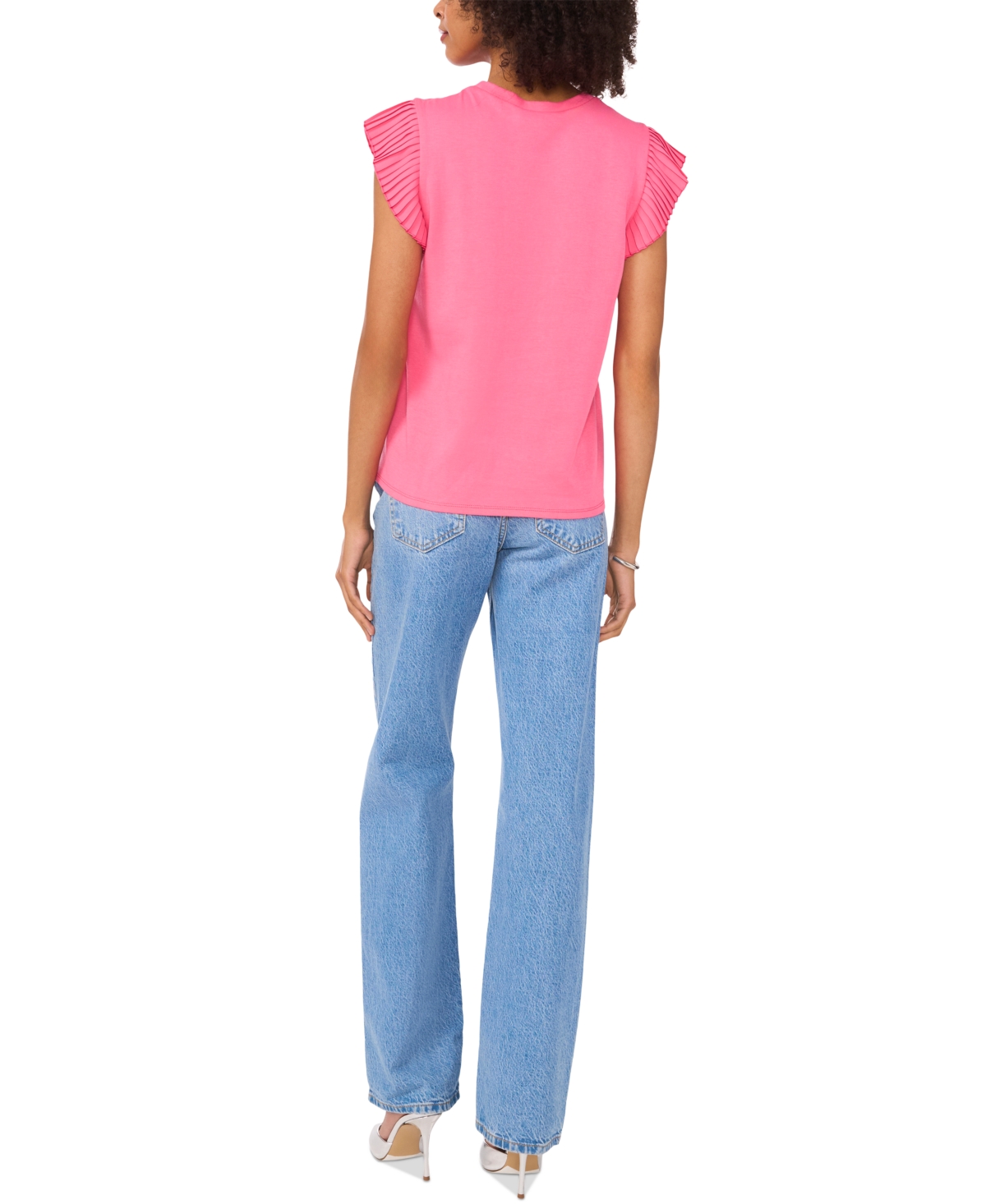 VINCE CAMUTO WOMEN'S RUFFLED-SLEEVE CREWNECK TEE 