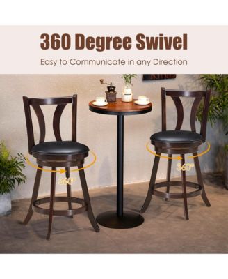 Set of 2 Swivel Bar stool Counter Height Leather Padded Dining Kitchen Chair