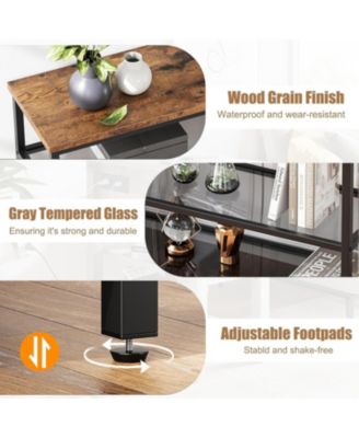 39.4'' Narrow Sofa Table with 4 Tiers Storage Shelf Entryway Table Wood Console Table Thin Sofa Table Side Table Hallway Table for Living Room, Foyer, Hallway, Entrance