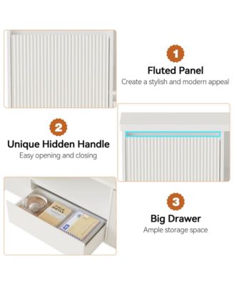 Fluted TV Stand for 65 Inch TV, Entertainment Center with Storage Drawer