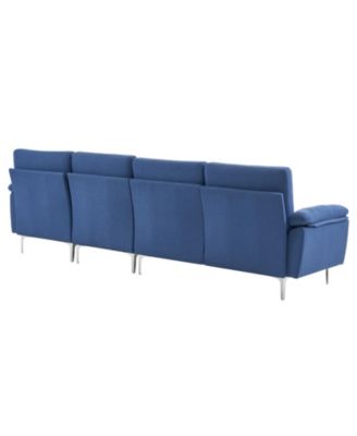 L-Shaped Glossy 4-Seater Indoor Modular Sofa with Iron Legs for Stylish Living Room Seating