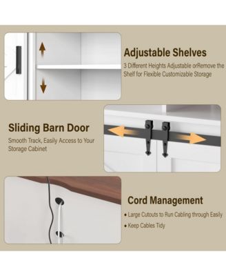 Farmhouse Industrial TV Stand for 55/60Inch TV - Sliding Barn Door, Wood Rustic Media Console Storage Cabinet