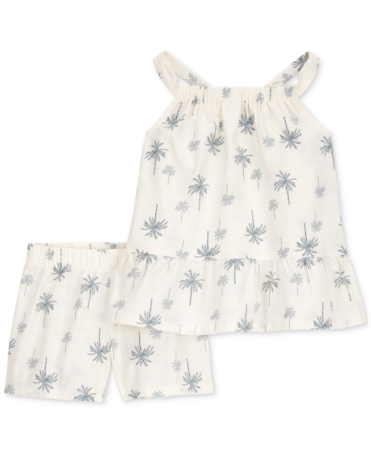 Shop Carter's Toddler Girls Cotton Palm Tree Floral Top & Shorts, 2-piece Set In Ivory