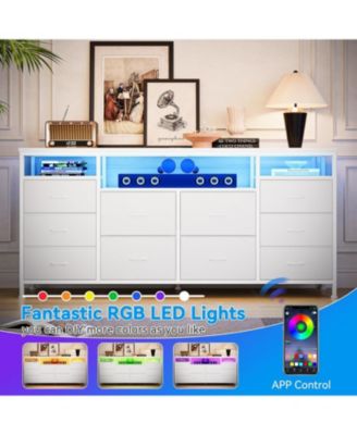 63.3 Inch Black Dresser for Bedroom, 10 Drawer Dresser TV Stand