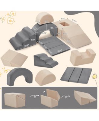 Kids Modular couch, 7-Piece Foam Climbing Blocks Playset for Toddlers, Soft Indoor Activity Set with Slide, Stairs, and Ramp for Climbing and Crawling at Home or Kindergarten