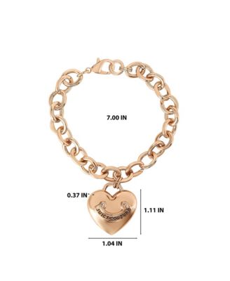 Gold-Tone Chain Bracelet with Heart Charm