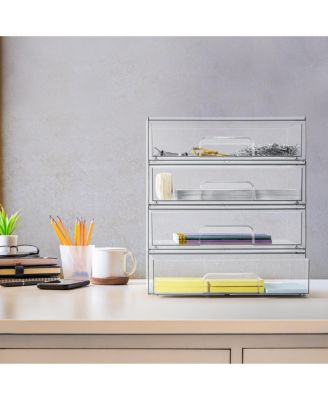 4 Pack Clear Acrylic Drawer Organizers - Makeup Case Pull-Out Drawers (12.1   Wide)