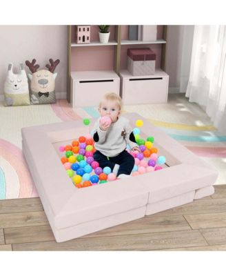 Kids Modular Play Couch Play Set with Suede Fabric Cover High-Density Foam