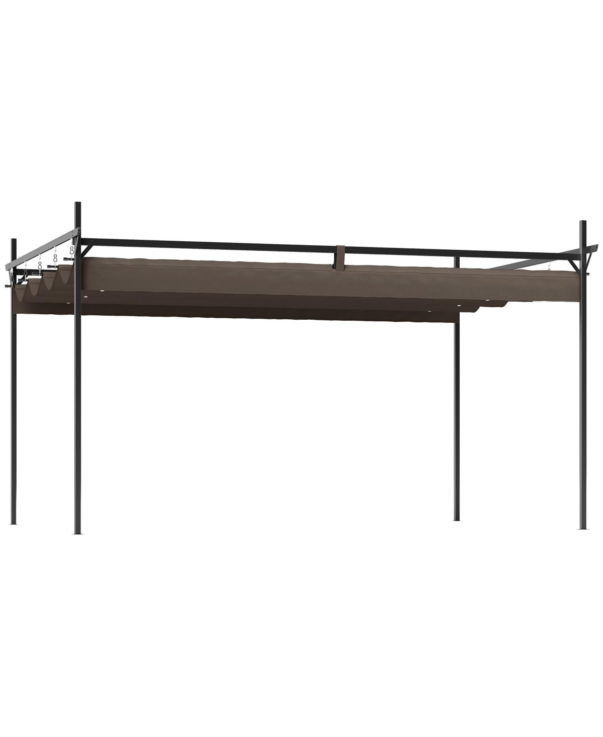 10' x 13' Metal Pergola with Retractable Canopy, - Brown