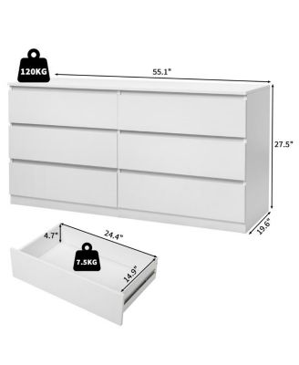 6-Drawer Double Dresser for Bedroom, Wide Storage Cabinet for Living Room and Entryway