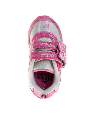 Toddler and Little Girls Minnie Mouse Hook and Loop Light Up Sneakers