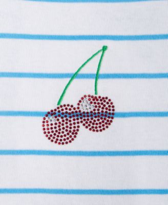 Little & Big Girls Cherry Stripe Rhinestone Baby Tee, Exclusively at Macy's 