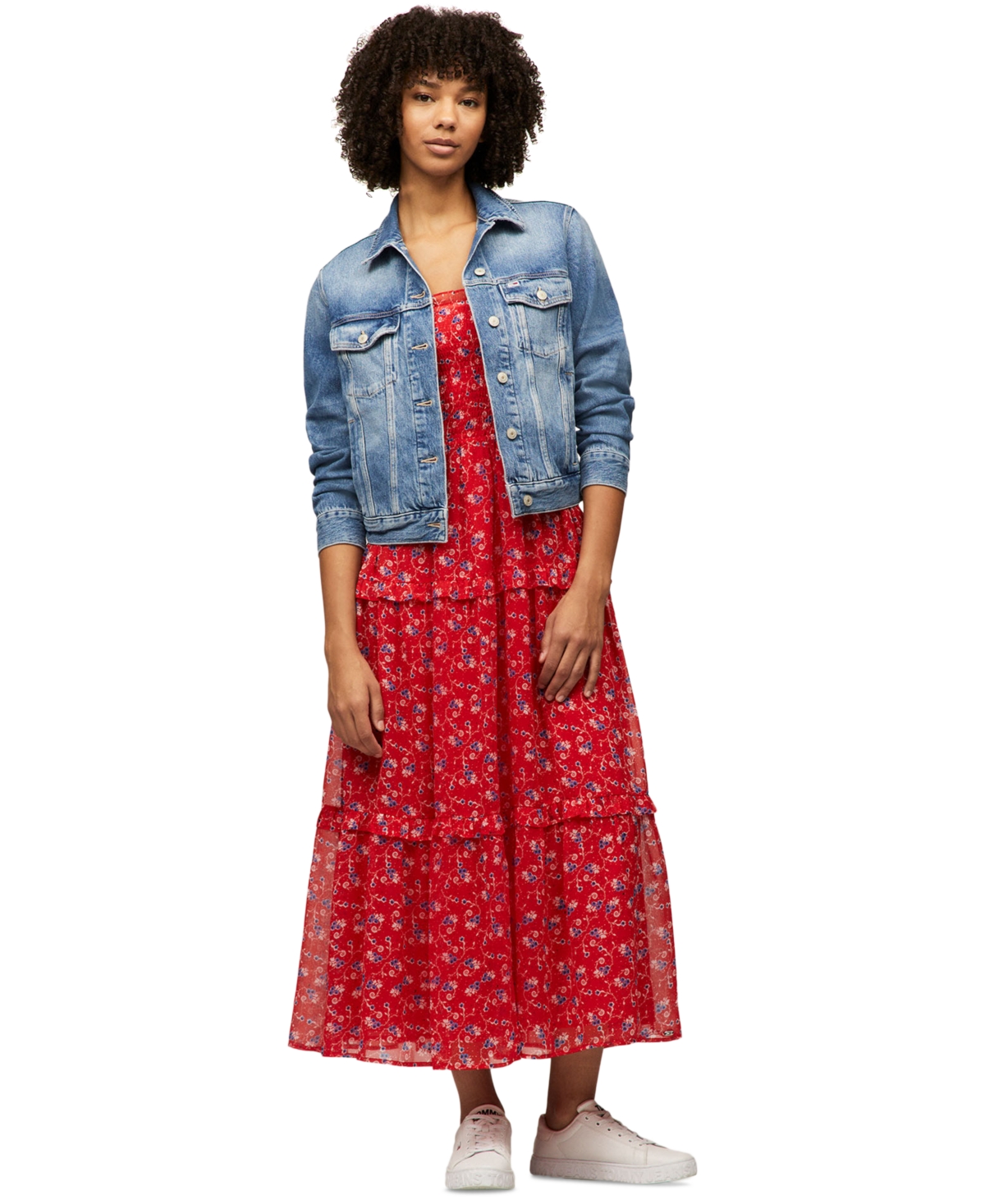 TOMMY JEANS WOMEN'S LOGO-BACK DENIM TRUCKER JACKET 