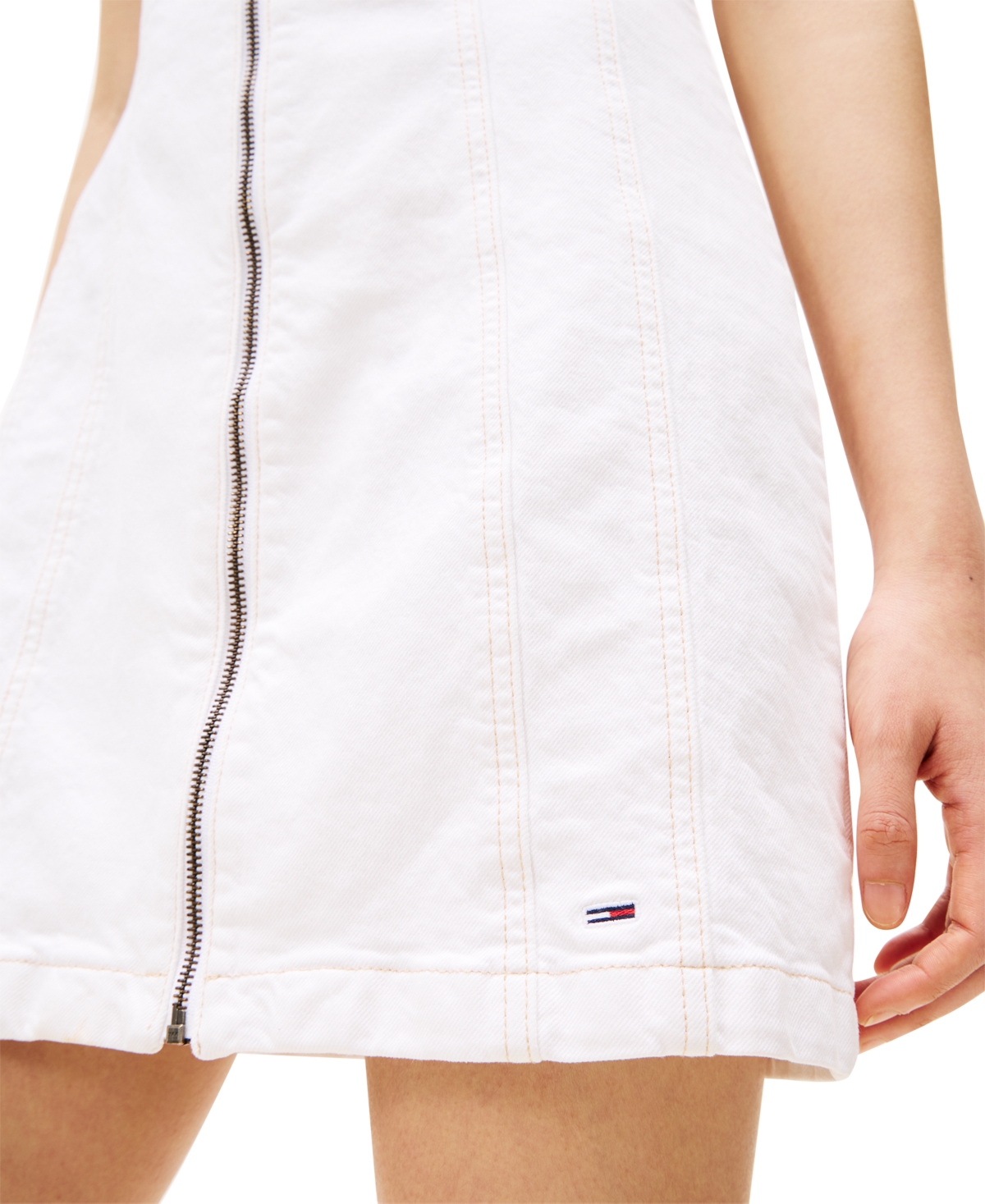 Tommy Jeans Women's Zip-front Sleeveless Dress In Denim White