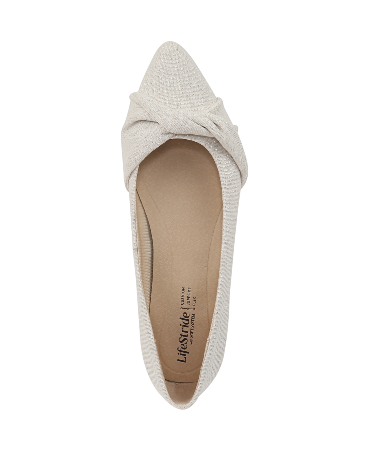 Shop Lifestride Women's Palm Pointed Toe Ballerina Flats In Natural Silver Fabric