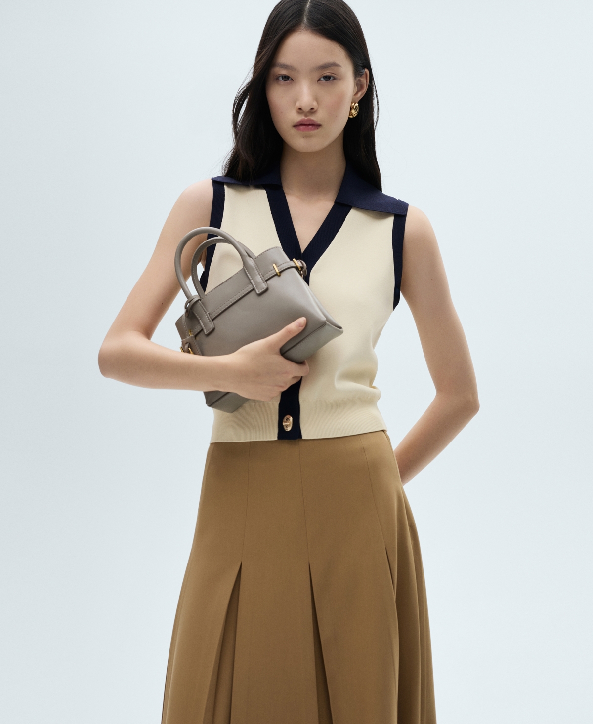 Shop Mango Women's Contrast Button Sweater Vest In Ecru