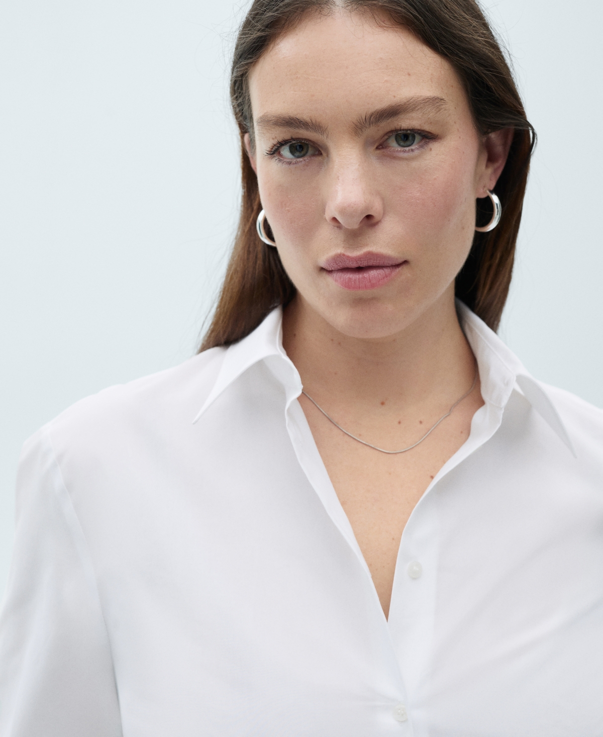 Mango Women's Regular Cotton Lyocell Blend Shirt