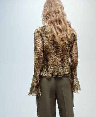 Women's Puffed-Sleeve Printed Shirt