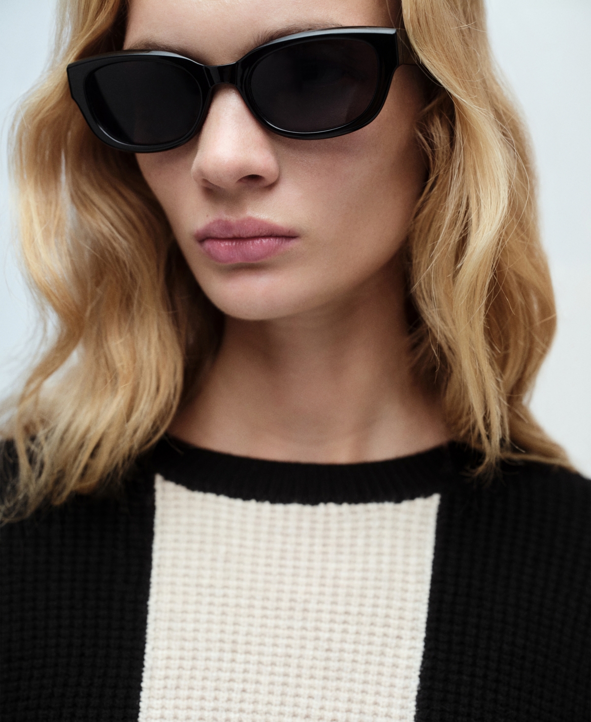 Mango Knit Striped Sweater Black In Black