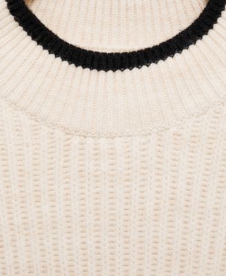 Women's Contrasting Details Perkins Neck Jersey Sweater