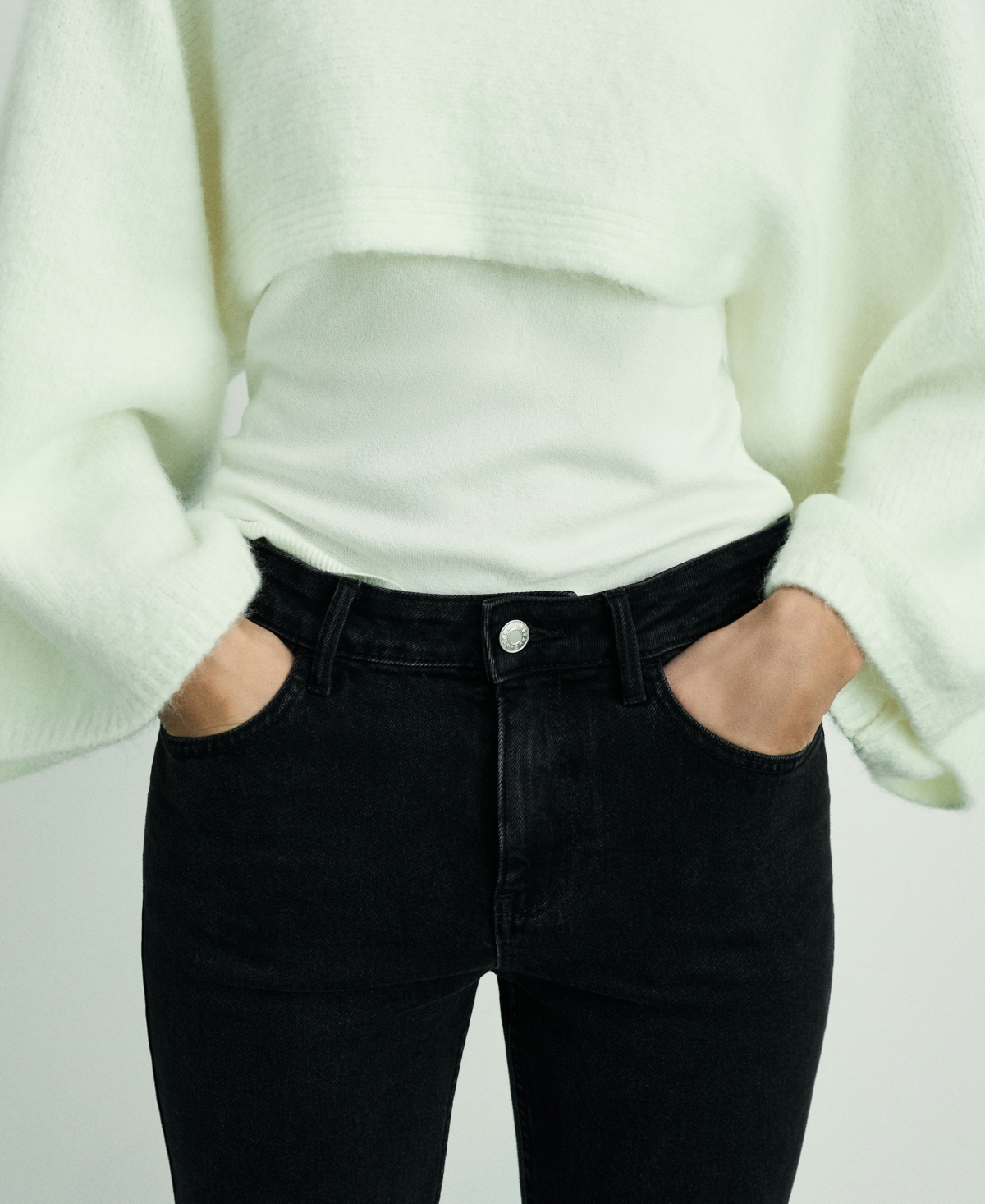 Mango High Waist Balloon Jeans In Black Denim