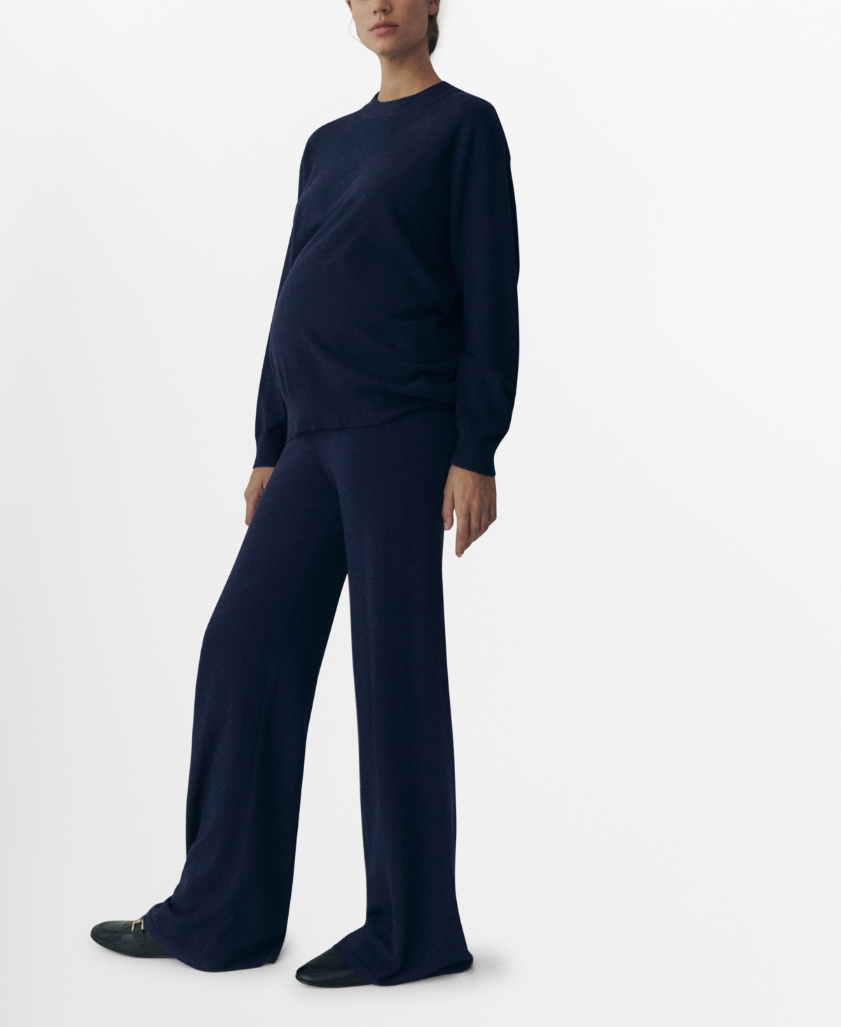 Women's Knitted Wide Leg Pants - Charcoal