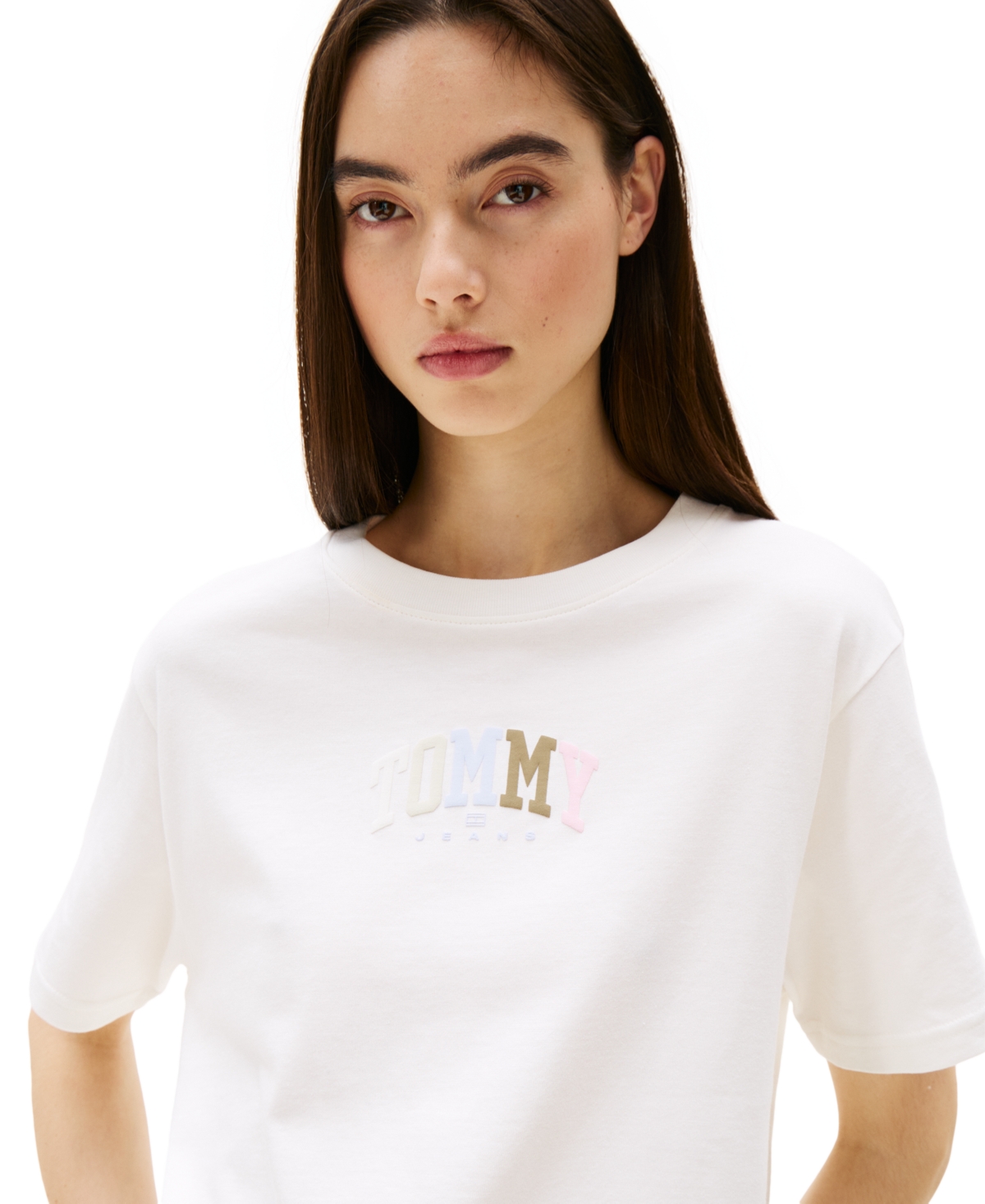 Tommy Jeans Women's Cotton Relaxed Varsity T-shirt In Ecru