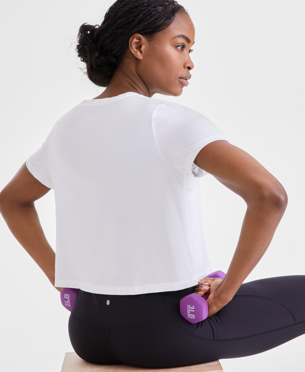 Id Ideology Women's Short-sleeve Crewneck Knit T-shirt, Exclusively At Macy's In Bright White