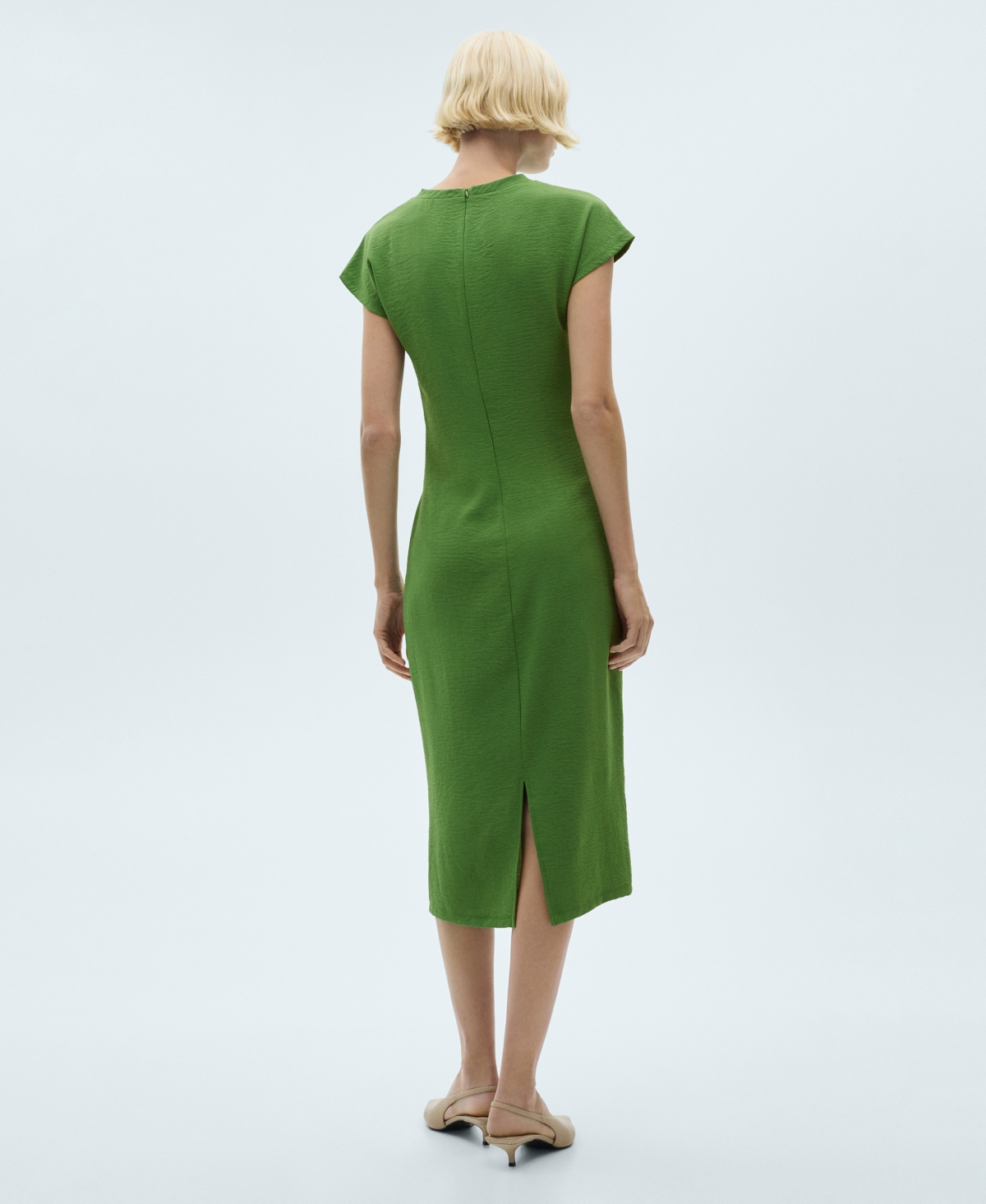 Mango Women's Knot Detail Midi-dress In Emerald Green