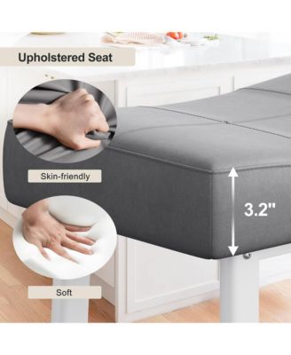 Set of 2 Ergonomic 24" Counter Height Bar Stools with Curved PU Leather Seat, Metal Frame, Integrated Footrest, Supports 240 lbs