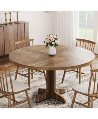 Round Dining Table for 4People, 47 Inch Farmhouse Kitchen Table