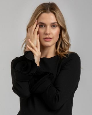 Maternity Long Sleeve Sheath Amalfi Dress with Rose Detail