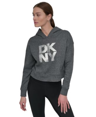 Women's Active Stacked Metallic-Logo Hooded Top