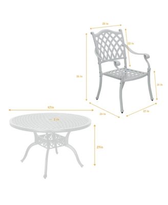 5pcs Patio Dining Set Cast Aluminium Outdoor Dining Set Patio Bistro Set 4 Outdoor Dining Chairs and 47 Inches Round Dining Table