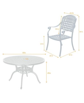 5pcs Patio Dining Set Cast Aluminium Outdoor Dining Set Patio Bistro Set 4 Outdoor Dining Chairs & 47 Inches Round Dining Table