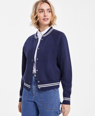 On 34th - Women's Bomber-Detail Raglan-Sleeve Cardigan