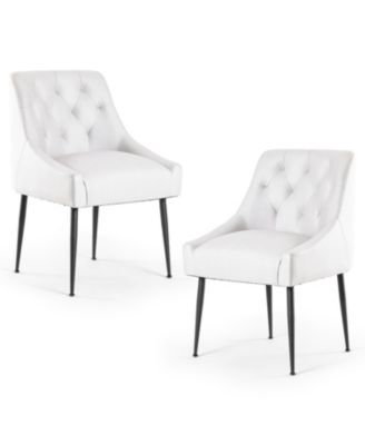 Modern Upholstered Dining Chairs Set of 4, Mid Century Kitchen Side Chairs with 5.12” Cushions and Back Pull Rod for Kitchen, Living Room