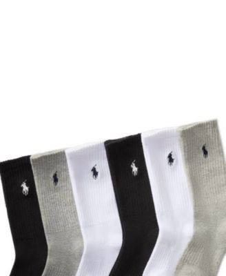 Little & Big Boys Solid Crew Socks, 6-Pack 